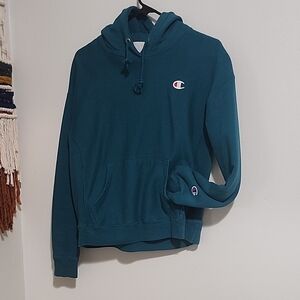 Champion Women's Mid Crop Deep Teal Hoodie